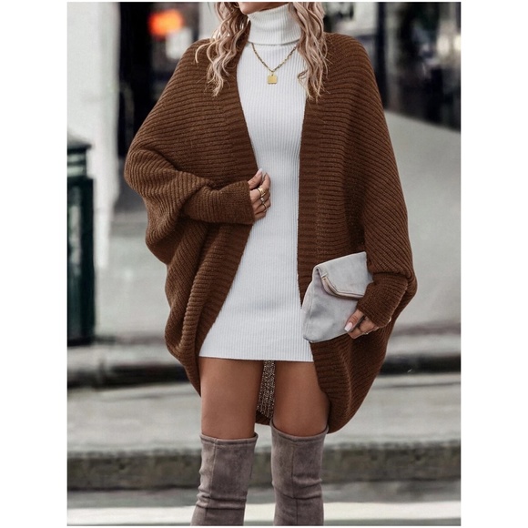 Cozy Open Front Batwing Minimalist Cardigan - Picture 2 of 10